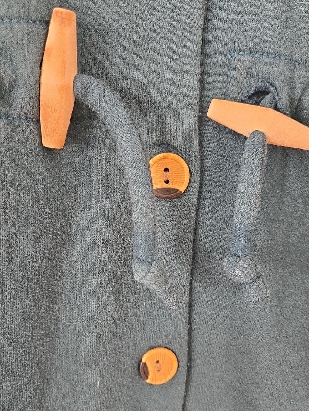 Great Vintage Item - Material Girl Teal Hooded Toggle Sweatshirt Made In Canada - Picture 4 of 5
